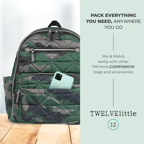Vista 7 de TWELVElittle Mochila Companion DiaperBag 2.0 - Incluye cambiador. Bolsillos aislados. Mochila de moda para pañales, Camo Print, talla única