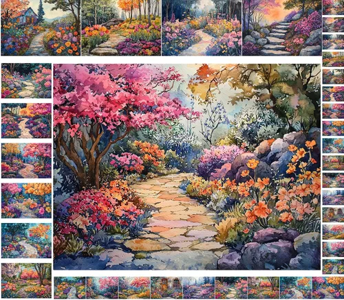 Vista 8 de Paquete de papel Decoupage (35 hojas de 6 x 8 pulgadas) bayas de otoño: hojas naranjas y rojas con bayas vibrantes y follaje dorado en diseños