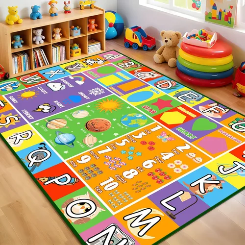 Vista 10 de Alfombra infantil ABC para sala de juegos, alfombra del alfabeto para dormitorio, educativa para aprender preescolar, alfombras para guardería