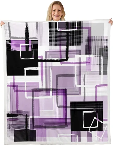 Vista 15 de Erosebridal Black Blue Triangles Square Fleece Throw Blanket 40"x50" - Ultra-Soft for Couch Sofa Bed,3D Geometric Pattern Sherpa Blanket,Abstract