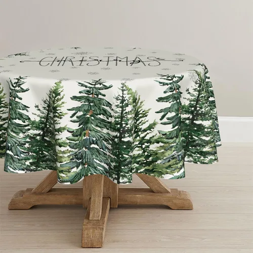 Vista 9 de Horaldaily Mantel de Navidad rectangular de 52 x 70 pulgadas, diseño de árboles de nieve de invierno, color blanco, lavable, para fiesta, picnic