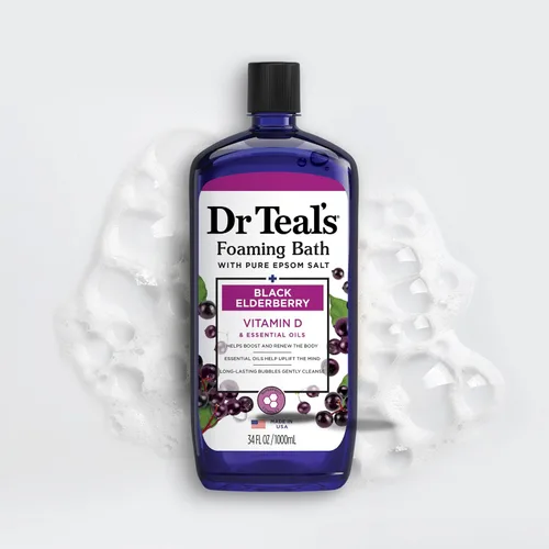 Vista 7 de Dr Teal's Baño espumoso con sal pura de Epsom, saúco negro con vitamina D, 34 onzas líquidas (paquete de 2)