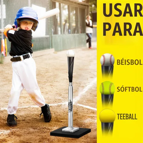 Vista 5 de PLAYAPUT Tee de Bateo de Béisbol – Tee Profesional de Bateo para Béisbol/Softbol con Base con Peso, Parte Superior de Goma Flexible, Tee de Béisbol