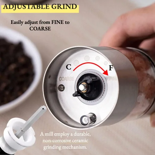 Vista 3 de Juego de molinillo eléctrico de sal y pimienta con soporte de bandeja, condimento automático de molino de pimienta con grosor de molienda ajustable