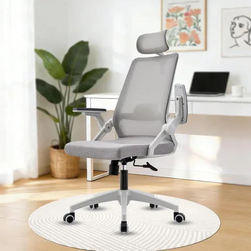 Vista 9 de Silla ergonómica para computadora de oficina para comodidad durante todo el día, soporte lumbar dinámico y reposacabezas ajustable, silla
