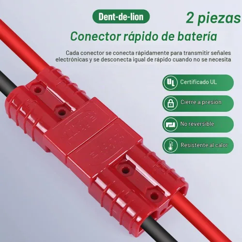 Vista 2 de Conector de batería de 600 V, 50 A, 50 amperios, conexión rápida, enchufe para automóvil, furgoneta, motocicleta (rojo)