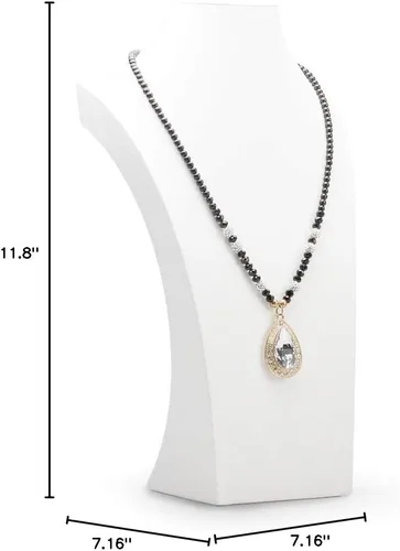 Vista 10 de Oirlv Soporte de exhibición del collar del busto de la joyería del cuero blanco (H 15.28")