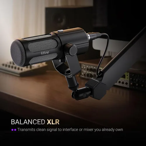 Vista 4 de FIFINE - Micrófono para podcast, micrófono dinámico vocal USB/XLR para transmisión, grabación, emisión, creador de contenido, micrófono de estudio