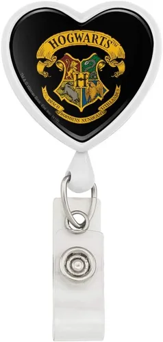 Vista 13 de Harry Potter Ilustrated Hogwart's Crest Heart Lanyard Retractable Reel Badge ID Card Holder Rosado