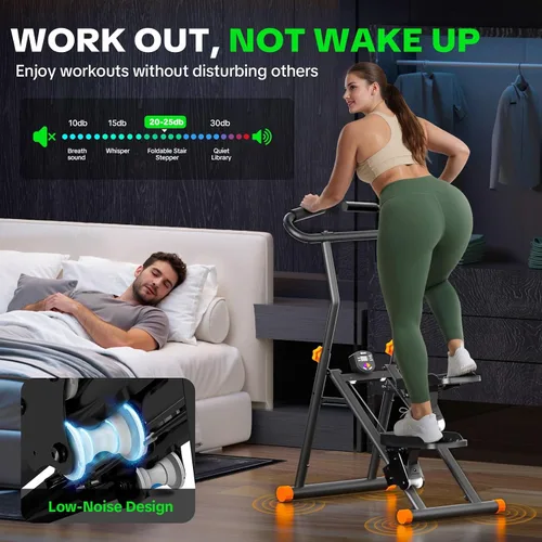Vista 3 de Stair Stepper for Home Gym, 350 lbs Capacity Cardio Machine with Adjustable Height, Non-Slip Pedals, LCD Display, Foldable Design for Full Body