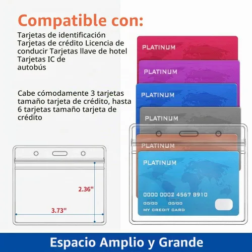 Vista 2 de Paquete de 10 portatarjetas de identificación horizontal, portatarjetas de plástico transparente, funda protectora para identificación de trabajo