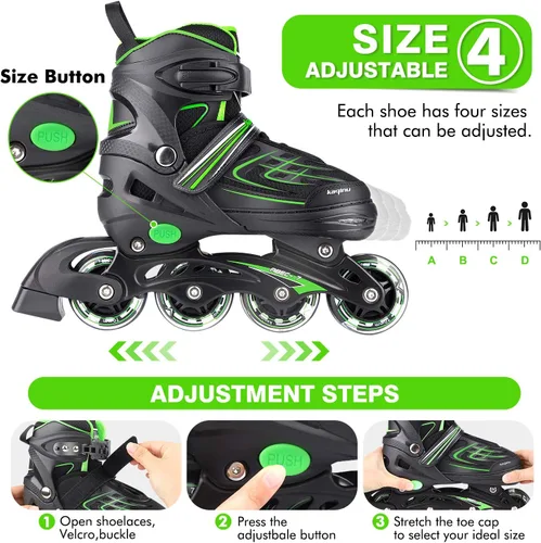 Vista 2 de Patines en línea ajustables, patines en línea para exterior con ruedas completamente iluminadas para niños y adultos, mujeres, niñas y niños