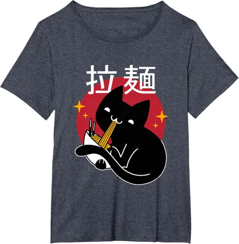 Vista 32 de Camiseta japonesa Ramen Noodle Cat, Negro