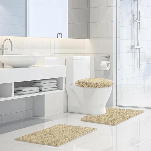 Vista 6 de TREETONE Shaggy - Funda de felpilla para tapa de inodoro de baño, fundas de asiento de felpa ultra suave, esponjosa y absorbente, 19 x 21 pulgadas