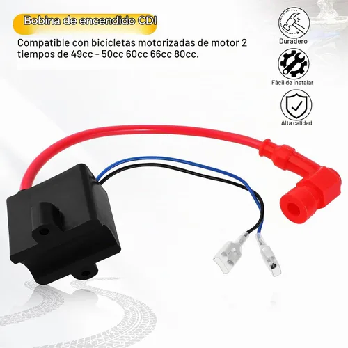 Vista 4 de Bobina de encendido CDI de alto rendimiento compatible con 49cc - 50cc 60cc 66cc 80cc motor motor de 2 tiempos bicicleta motorizada con piezas