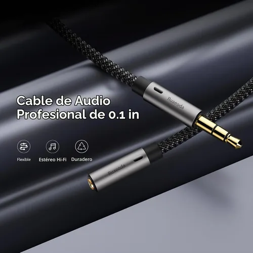 Vista 7 de Cable de extensión de auriculares de 6 pies, 2 unidades, cable de extensión de audio estéreo macho a hembra de 0.138 in - Extensor de cable auxiliar