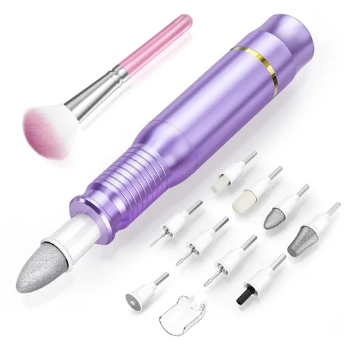 Vista 11 de Subay Kit profesional de manicura y pedicura, juego de taladro eléctrico para uñas con pantalla LED, 25000 RPM, 11 accesorios más 20 bandas