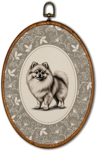 Vista 16 de KSDUT Arte de pared ovalado de perro pastor australiano floral retro de 8.6