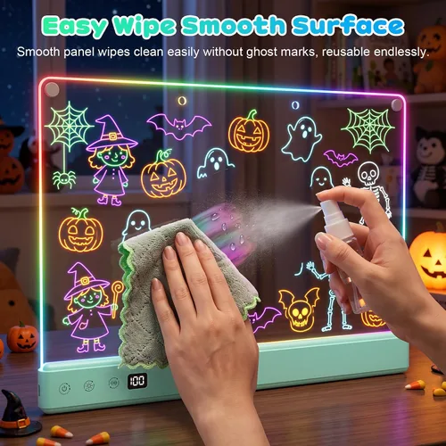 Vista 7 de Comzler Tablero de dibujo LED recargable de 16" para niños con 16 efectos Azul