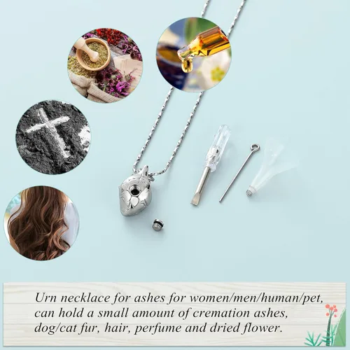 Vista 12 de Imrsanl Collar con colgante de joyería de cremación para cenizas – Collar anatómico de urna de corazón para cenizas – Medallones conmemorativos