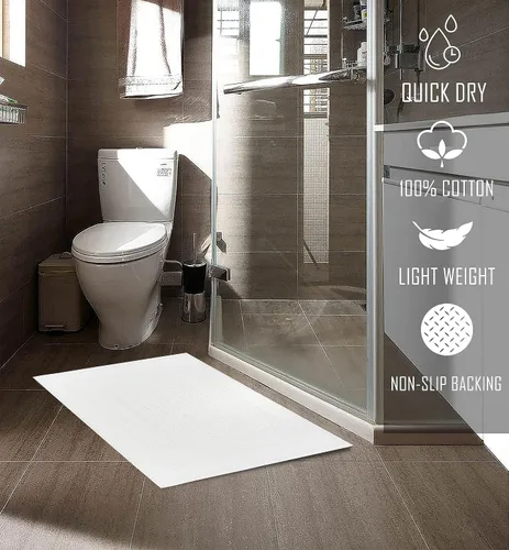 Vista 4 de Paquete de 6 toallas de baño blancas de 20 x 30 pulgadas, tapetes de baño económicos de hotel para piso de baño, calidad de hotel y tapetes de baño