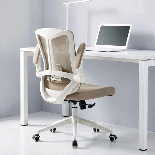 Vista 9 de Silla ergonómica de malla para oficina en casa, silla de escritorio resistente de 350 libras con soporte lumbar, reposabrazos abatibles, silla 02
