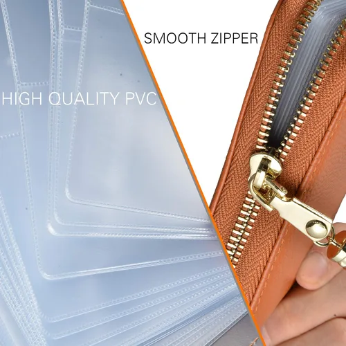 Vista 7 de Easyoulife - Billetera de piel con cierre y tarjetero para mujer, con bloqueo de interferencia de radiofrecuencia (RFID), cartera Rfid, M