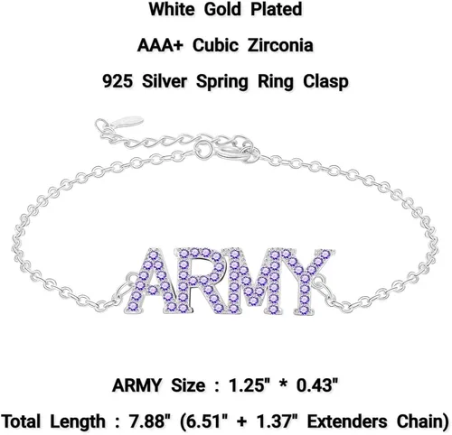 Vista 2 de YANENG KPOP Bangtan Boys Bracelets Charms Jewelry White Gold Plated Cubic Zirconia Bracelet for bts Army Fans Gifts