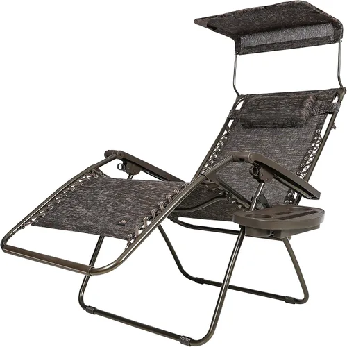Vista 4 de Bliss Hammocks - Silla de gravedad cero con toldo y bandeja lateral, Jacquard café
