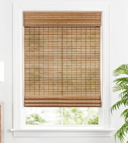 Vista 18 de LazBlinds Persianas Romanas de Bambú sin Cordón, Tratamiento de Ventana con Filtrado de Luz, Persianas de Bambú Enrollables para Ventanas, 23'' An x