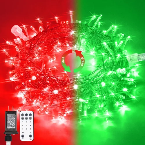 Vista 72 de JMEXSUSS - Tira de 100 luces led para interiores, 8 modos, enchufables, parpadeantes, 33 pies, luces navideñas para exteriores, a prueba de agua