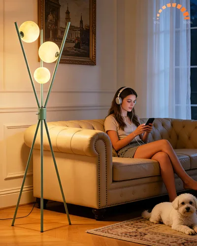 Vista 13 de Lightdot Lámpara de pie rosa regulable de 60 pulgadas, lámparas de pie de mediados de siglo con 3 bombillas G9 de 3000 K de color blanco cálido