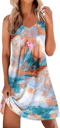 Vista 12 de Ekouaer Camisones para Mujeres Sin Mangas Camisa de Dormir Tipo Tank Camisón Cuello en V Camisola Plisada Camisa de Noche Vestido de Dormir Suave