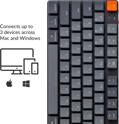 Vista 2 de Keychron K1 SE 87 teclas ultradelgado teclado mecánico inalámbrico Bluetooth USB con retroiluminación LED blanca interruptor óptico menta de perfil