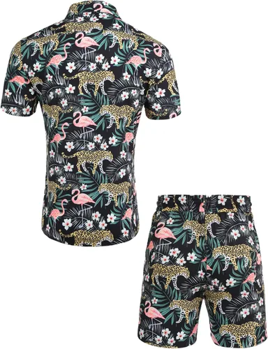 Vista 3 de Daupanzees - Camisa hawaiana de manga corta con botones para hombre