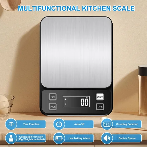 Vista 6 de Diyife - Báscula de cocina grande de 22 libras con 0.00 oz de alta precisión, IPX67 impermeable Stainless Steel Food Scale, 10 Unit, Washable
