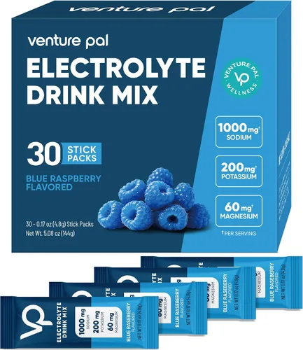 Vista 14 de Venture Pal Paquete de electrolitos en polvo sin azúcar con alto contenido de sodio, paquetes de hidratación cero calorías con vitamina, sodio