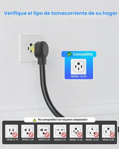 Vista 6 de SEGUMA Cargador EV de Nivel 2, Cargadores de Coche Eléctrico de 40 Amperios, Cable de 25 Pies con Enchufe NEMA 14-50, Corriente Ajustable, Retardo