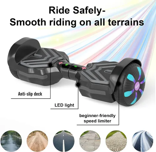 Vista 4 de Scooter, luces LED Bluetooth y Corlorful, potencia de rango de 7.5 mph y millas por motor dual de 250 W, regalos para niños y adultos, niñas y niños