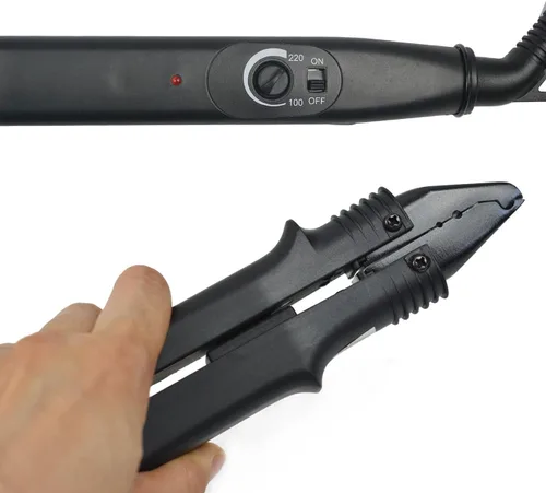 Vista 4 de Kit de herramientas de extensiones de cabello con conector de hierro térmico de fusión, enchufe de EE. UU., 50 unidades de protectores térmicos