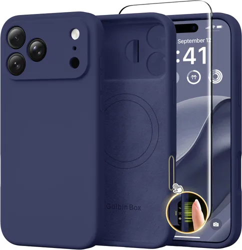 Vista 15 de GolbinBox Funda magnética para iPhone 17, compatible con MagSafe, cubierta de silicona integrada para control de cámara, funda de silicona líquida a
