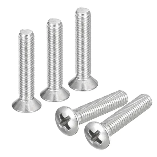 Vista 18 de uxcell Tornillos de máquina Phillips de cabeza ovalada M4x8mm, 50pcs 304 tornillos de cabeza avellanada ligeramente levantados de acero inoxidable