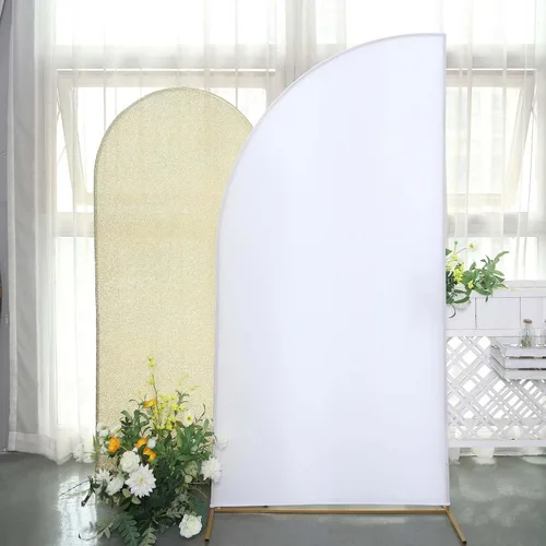 Vista 167 de Efavormart - Juego de 4 fundas de elastano beige para arco de media luna, fundas de telón de fondo Chiara de 2.5 pies a 7 pies para escenarios