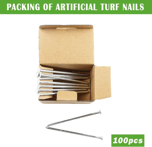 Vista 5 de SUNTURF Paquete de 100 clavos de plástico de 5 pulgadas, estacas de césped artificial, estacas de metal galvanizado en espiral para paisajismo
