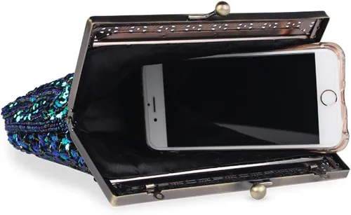 Vista 4 de RARITYUS Bolso de noche para mujer con forma de rosa de satén sedoso con elegante asa de metal para fiesta, boda