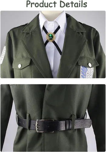 Vista 4 de Drofe Shingeki no Kyojin Capa Cosplay Freedom Legion Capa con Collar Verde
