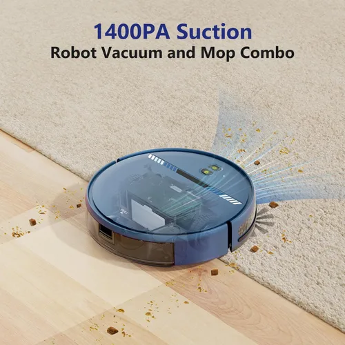 Vista 5 de Robot aspirador, aspiradora robótica inteligente conectada por Wi-Fi, control de aplicación, compatible con Alexa y Google Assistant, robot