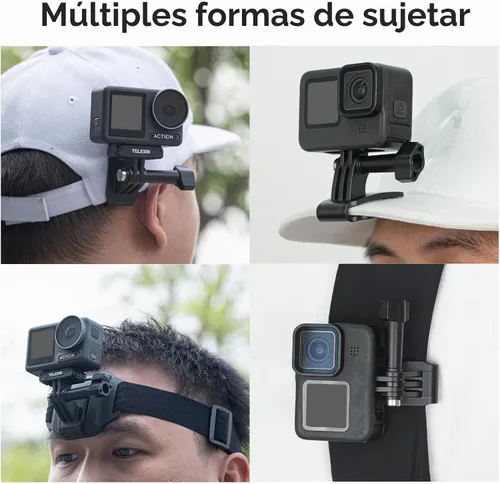 Vista 8 de TELESIN Soporte de correa para la cabeza con clip de gorra, soporte de cinturón para la cabeza de liberación rápida compatible con GoPro Max/Hero