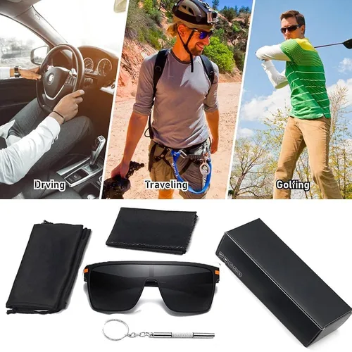 Vista 7 de Gotang Gafas de sol cuadradas polarizadas para hombre con parte superior plana protección de moda Lagre