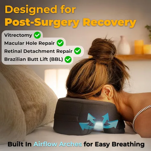 Vista 4 de Faceplant Almohada boca abajo – Almohada ajustable de espuma viscoelástica para dormir – Almohada boca abajo después de cirugía ocular